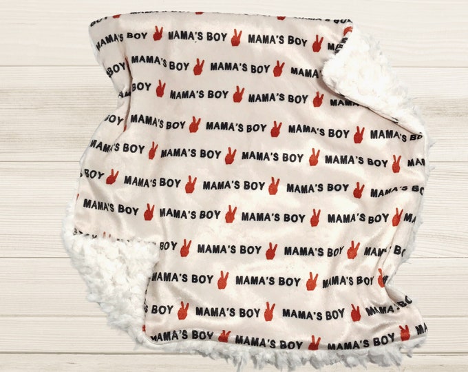 Mama’s Boy Cuddle Lovey Blanket | Mama’s Boy and Peace Sign Lovey | Lovey for Babies | Baby Boy Gift
