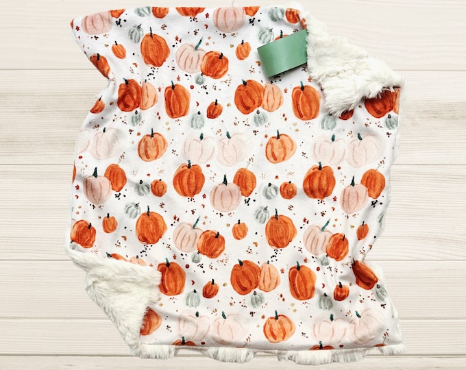 Fall Pumpkin Baby Lovey | Cuddle Minky Blanket | Halloween Security Blanket | First Halloween Lovey Gift