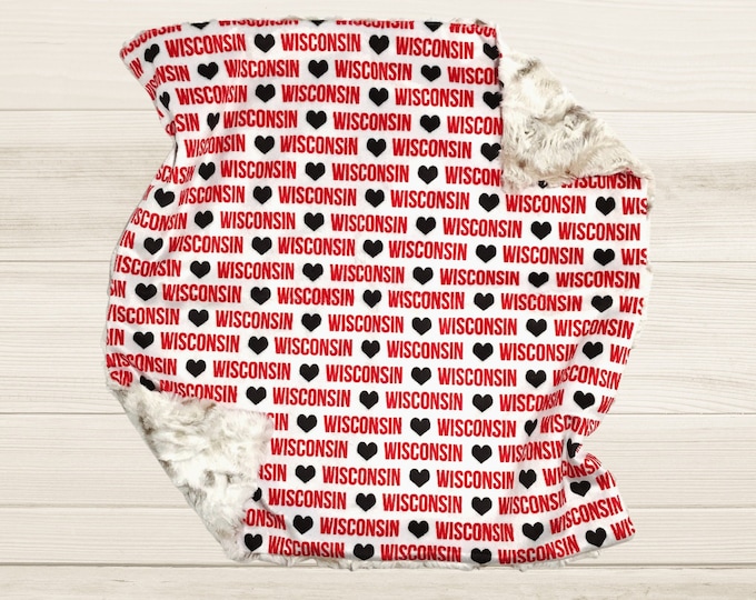 Wisconsin Lovey | I Love Wisconsin Badgers Minky Lovey | Baby Gift | Security Blanket