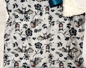 Halloween Bats & Hearts Baby Lovey: Minky Cuddle Blanket