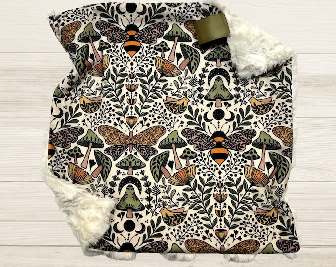 Botanical Bees Minky Lovey: Woodland Baby Security Blanket