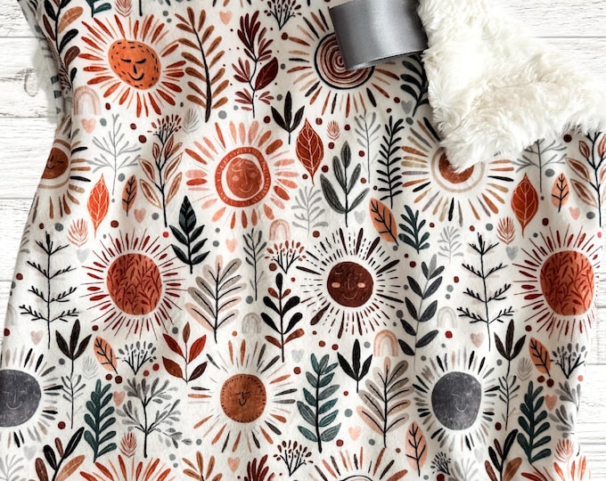Boho Sunshine Baby Blanket: Minky & Faux Fur Lovey