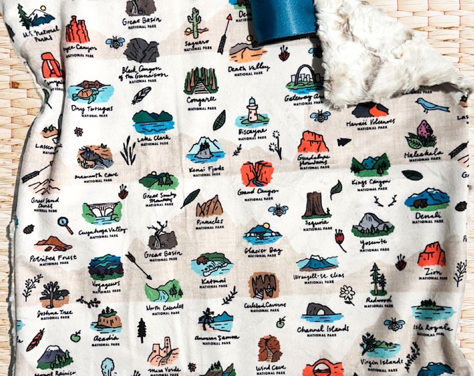 National Parks Baby Lovey: Handmade Minky Blanket, Soft Faux Fur