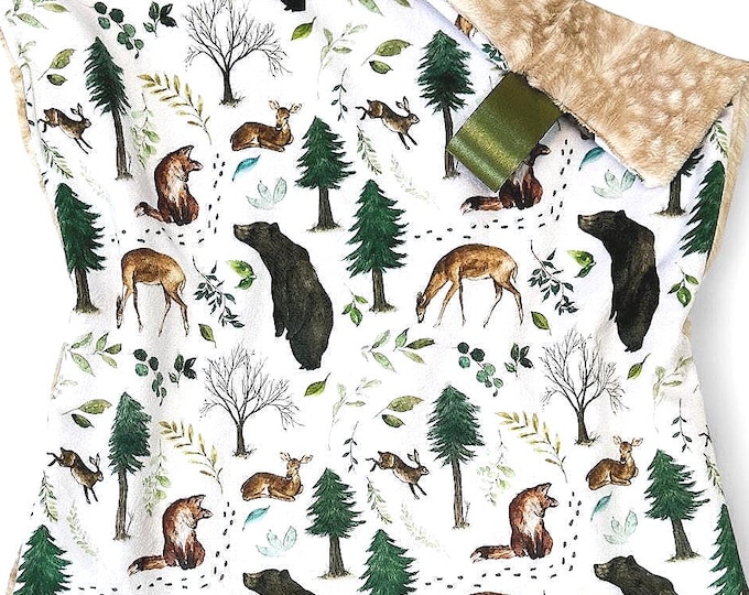Woodland Animals Minky Lovey Blanket: Woodland Nursery Decor