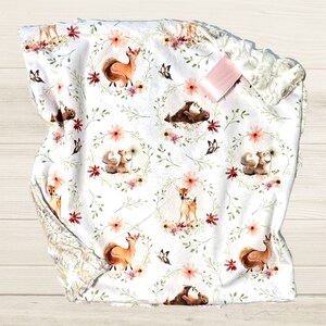 Baby Forest Animals Floral Lovey | Forest Friends Lovey | Baby Deer Lovey | Woodland Animals Lovey | Minky Lovey | Baby Gift.