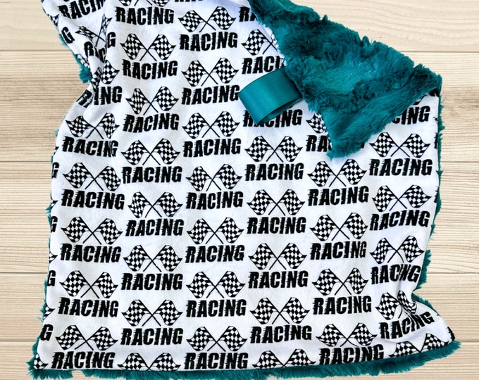 Racing Lovey Blanket | Checkered Flag Security Blanket | Racing Nursery Decor | Gift for Newborn