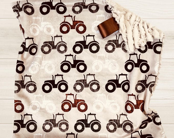 Tractor Lovey | Custom Farm Baby Blanket | Lovey for Babies | Farm Baby Shower