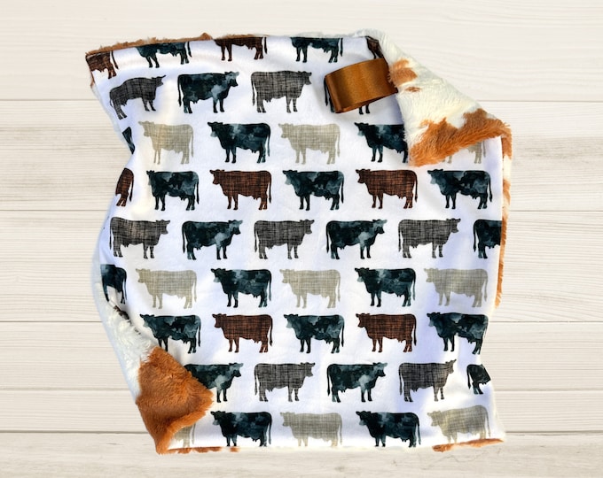 Cow Lovey Blanket | Farm Baby Blanket | Lovey for Babies | Farm Nursery Decor| Baby Shower Gift