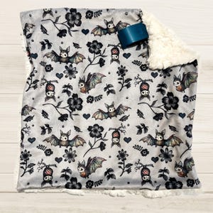 Halloween Bats & Hearts Baby Lovey: Minky Cuddle Blanket
