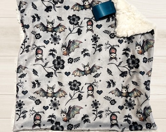Halloween Bats & Hearts Baby Lovey: Minky Cuddle Blanket