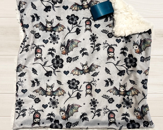 Halloween Bats & Hearts Baby Lovey: Minky Cuddle Blanket