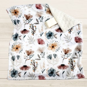 Floral Lovey Blanket: Neutral Boho Baby Security Blanket