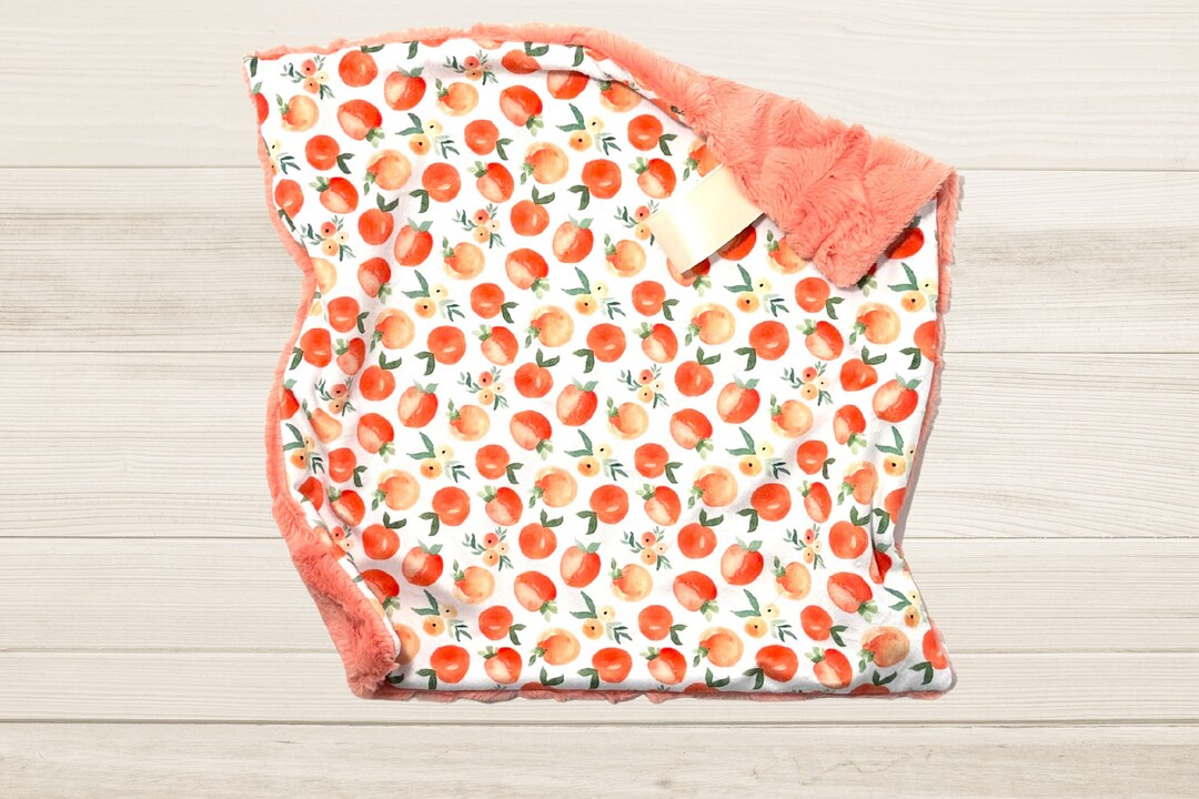 Sweet Peach Lovey Blanket Fruit Minky Lovey Peaches Etsy