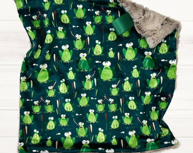 Frog Lovey Blanket | Frog Security Blanket | Woodland Nursery Decor | Soft Little Gift for Newborn