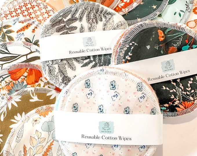 Reusable Organic Cotton Rounds, Assorted Organic Facial Rounds, Make-up Remover Pads, 5 Pack Eco-Friendly Face and Baby Wipes, Soft Scrubby