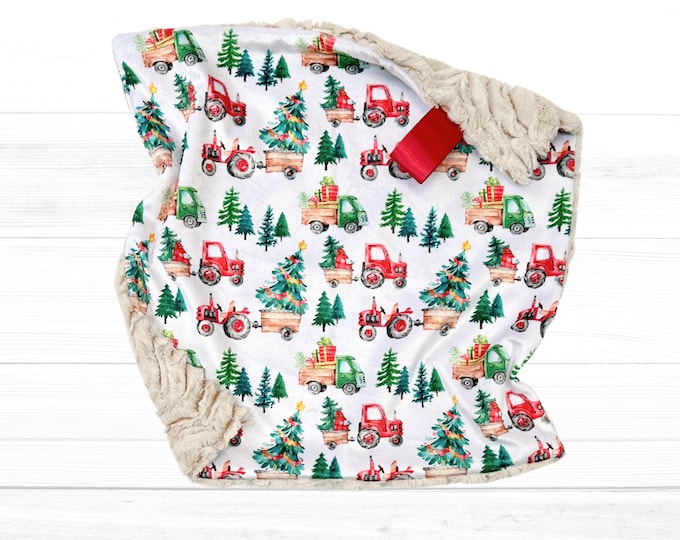 Lovey Blanket | Farm Christmas Lovey for Babies | Minky Security Blanket | Baby Shower Gift