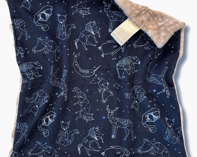 Woodland Constellations Minky Baby Blanket: Soft Nursery Lovey