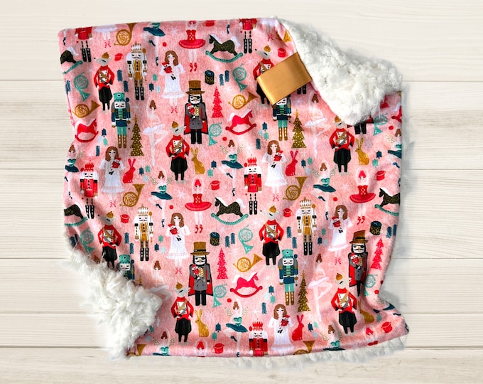 Lovey Blanket | Nutcracker Ballet Lovey for Babies | Minky Security Blanket | Baby Shower Gift