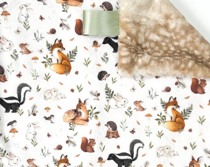 Woodland Animals Baby Lovey Blanket: Woodland Nursery Decor