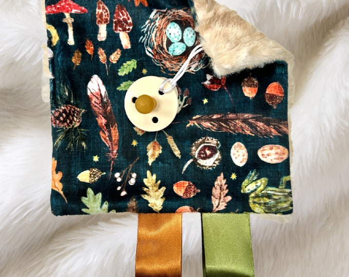 Nature Trail Pacifier Holder | Minky Crinkle Toy| Baby Accessories | Sensory Toy | Baby Shower Gift