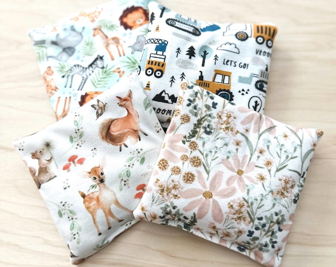 Boo Boo Bags for Kids, Reusable Hot/Cold Rice Pack, 5x5 inch Rice Bean Bag, Toddler or Child Gift
