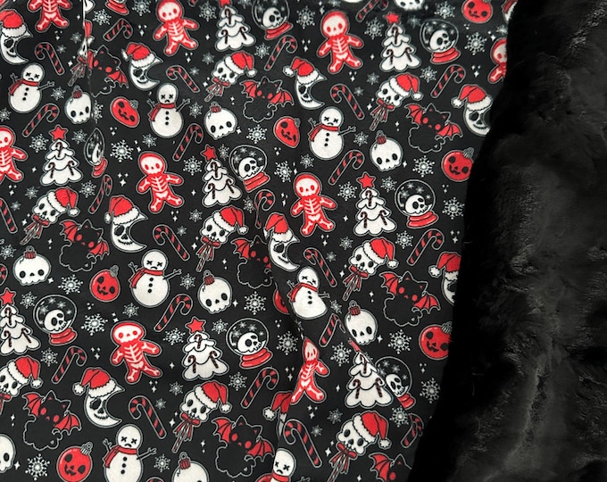 Gothic Emo Christmas Lovey Blanket: Minky & Faux Fur Baby Blanket