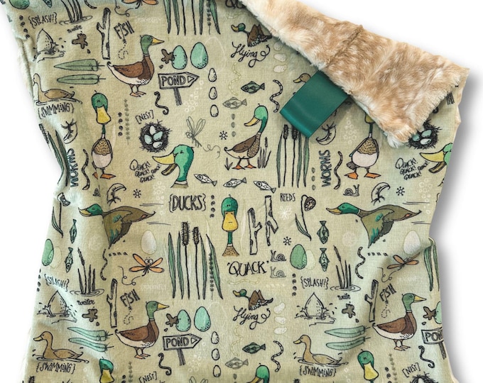 Mallard Duck Lovey Blanket | Mallard Security Blanket in Green or Pink | Woodland Nursery Decor | Soft Little Gift for Newborn