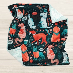 Dog Lovey Blanket | Minky Cuddle Lovey | Poodle Terrier French Bulldog | Travel Blanket | Lovey for Babies | Baby Girl Gift