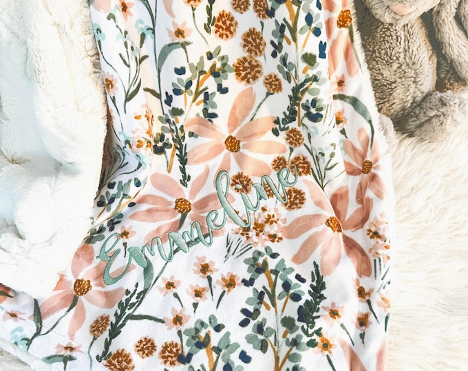 Boho Daisy Baby Blanket or Lovey, Soft and Cozy Gift for Baby Girl, Lovey for Babies, Floral Nursery Decor