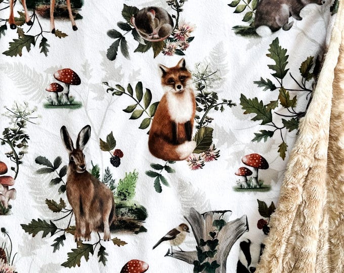 Woodland Animals Lovey Blanket | Forest Friends Baby Blanket | Security Blanket for Baby | Woodland Nursery Decor | Gift for Newborn