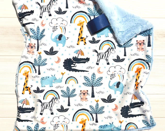 Safari Baby Blanket | Gender Neutral Baby Gift | Safari Nursery Decor | Baby Shower Gift