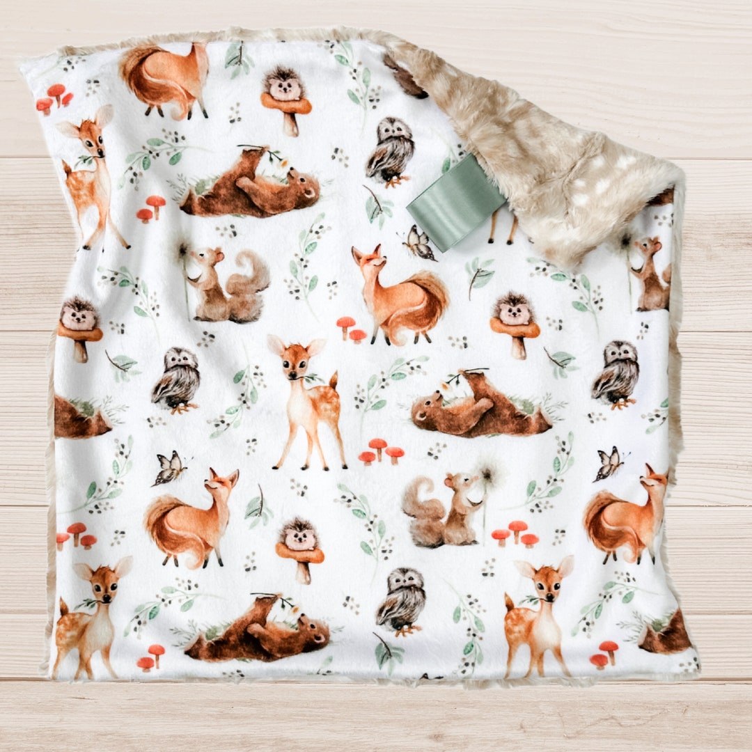 Woodland Animals Lovey Blanket Personalized Baby Blanket Forest Friends