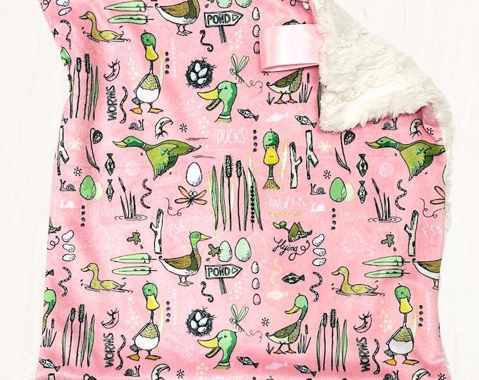 Mallard Duck Lovey Blanket | Pink Mallard Security Blanket | Woodland Nursery Decor | Soft Little Gift for Baby Girl