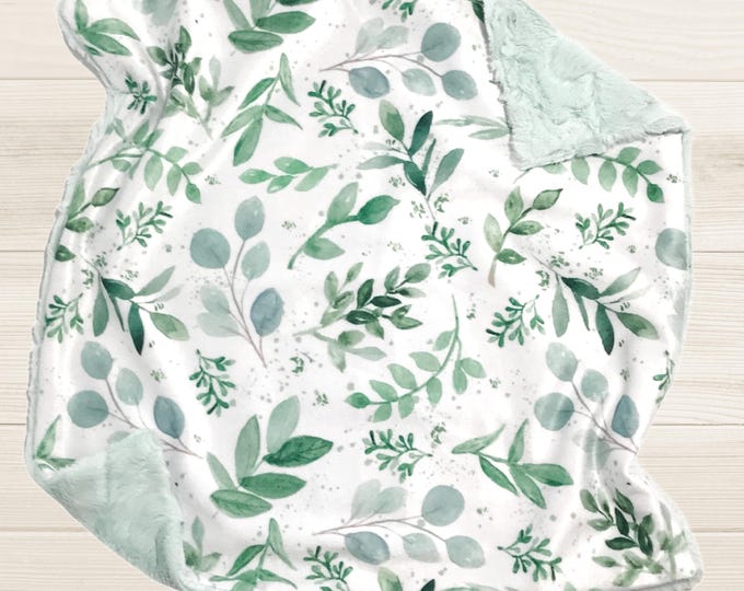 Eucalyptus Baby Lovey Blanket: Watercolor Leaf Mini Security Blanket