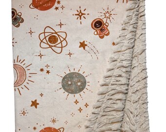 Celestial Minky Baby Blanket: Outer Space Nursery Decor
