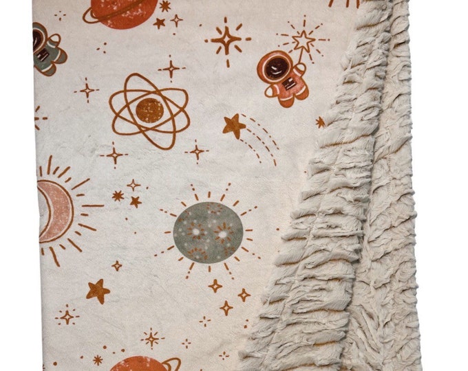 Celestial Minky Baby Blanket | Outer Space Baby Blanket | Astronaut | Baby Gift | Celestial Nursery