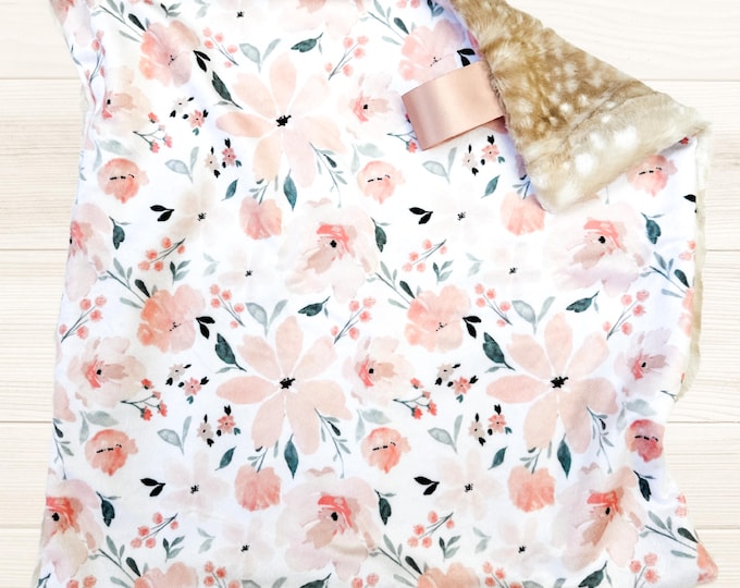 Soft Wildflower Baby Blanket | Minky and Faux Fur Plush Baby Blanket | Cozy Gift for Newborn Through Toddler | Baby Girl Gift