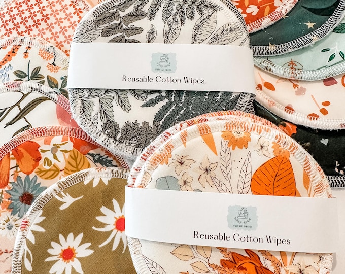 Reusable Wipes, Reusable Cotton Rounds, Eco Friendly,  Zero Waste, 5 Pack Sustainable Face and Baby Wipes, Gift for Mom, Gift for Kids