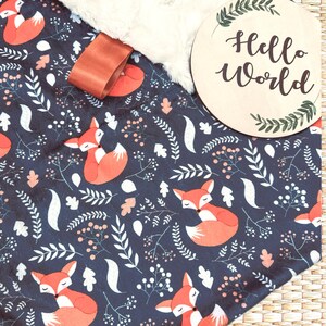 Woodland Fox Lovey Baby Blanket | Minky and Faux Fur Snuggle Blanket | Security Blanket | Baby Shower Gift