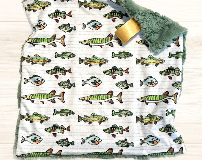 Fish Lovey | Fish of the North Custom Security Blanket | Fishing Nursery Decor | Gift for Baby