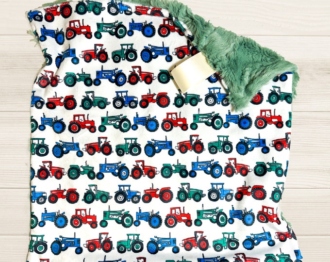 Vintage Tractor Baby Lovey Blanket: Farm Nursery Security Blanket