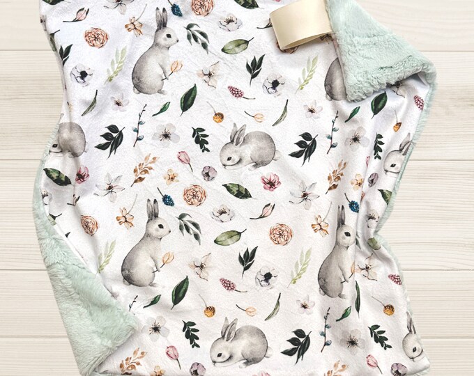 Bunny Baby Blanket: Minky & Faux Fur Woodland Nursery Decor