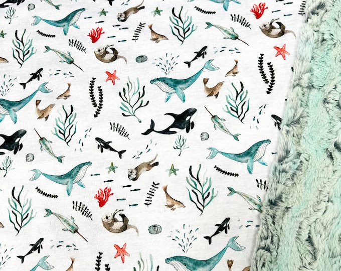 Handmade Ocean Baby Blanket-The Perfect Gift for Baby | Soft and Cozy Minky and Faux Fur