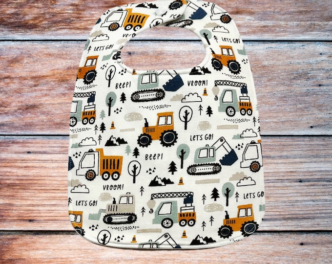 Cute Machinery Baby Bib | Baby Bib for Boy | Construction Machinery | Baby Gifts Under 20 | Boy Nursery Decor | Baby Shower Gift
