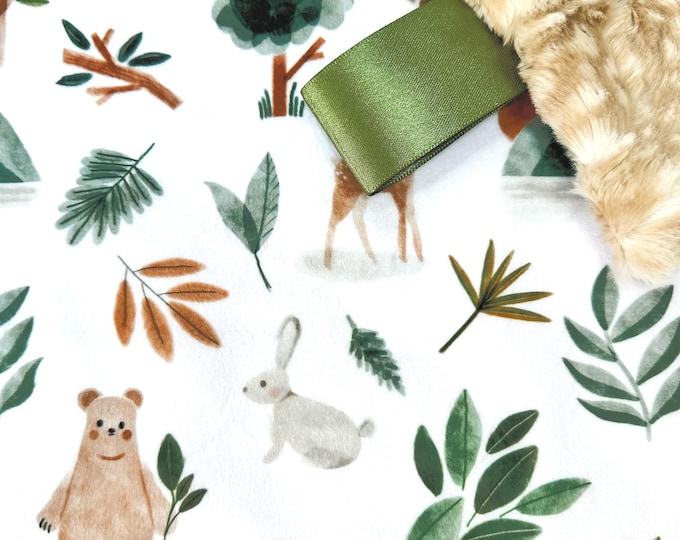 Woodland Animals Baby Blanket: Minky Forest Friends Lovey