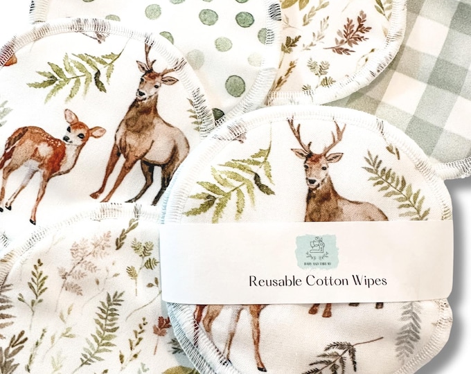 Reusable Wipes, Reusable Cotton Rounds, Eco Friendly and Zero Waste, 5 Pack Sustainable Face and Baby Wipes, Gift for Women, Gift for Kids
