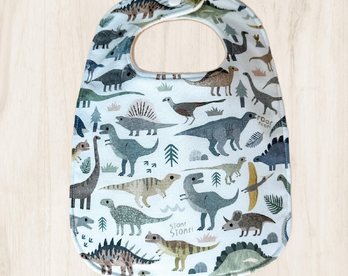 Dinosaur Baby Bib, Designer Cotton with Triple Layered Organic Cotton Fleece, Gifts Under 20, Baby Shower Gift
