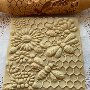 Rolling pin embossed rolling pin best rolling pin Honeycomb image 4