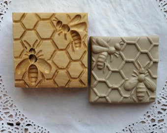 Cookie Mold - cookie stump - embossed wooden mold - honeycomb