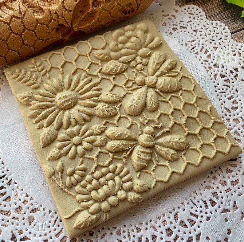 Rolling pin embossed rolling pin best rolling pin Honeycomb image 9